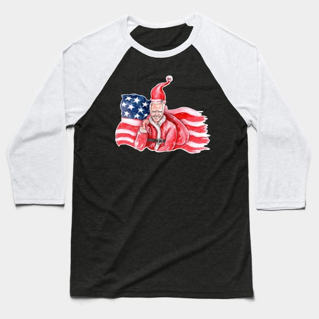 Joe Biden Santa Claus USA Flag Christmas Gift Baseball T-Shirt by BadDesignCo